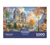 Peinture de Paysage Urbain Puzzle 1000 Pièces Notre Dame au crépuscule Puzzle Décoratif À Découpe Précise, Jeu Calme Et Challenge pour Adultes Et Enfants 38x26cm/1000pcs