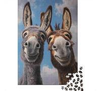 Peinture de Portrait d'ânes Puzzles 1000 Pièces Adultes Et Enfants Divertissement Créatif Jeu De Créatif Impossible 38x26cm/1000pcs