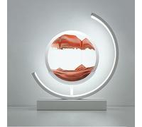 Peinture de Sable 3D avec Veilleuse LED, Cadre Mouvant, Lampe Ronde en Sable, pour Bureau et Salon, Cadeau, WhiteFrame-Red