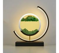 Peinture de Sable Qui Coule 3D avec Veilleuse LED, Cadre Sable Mouvant, Lampe d'image Ronde en Sable 3D, pour Bureau Déco et Salon, Cadeau,BlackFrame-Green