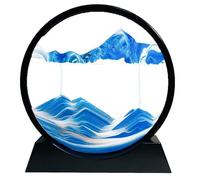 Peinture de Sable Qui coule - Décoration d’intérieur-Cadre Sablier 3D en Verre Rond,- 7 pouces de diamètre-bleu