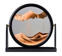Peinture de Sable Qui coule, Image d'art de Sable en Mouvement Verre Rond 3D Paysage de Sable de la mer Profonde en Mouvement Cadre en sablier - Décoration d'intérieur - Cadeau