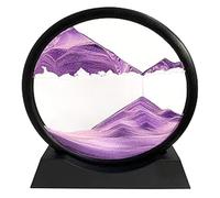 Peinture de Sable Qui coule, Image d'art de Sable en Mouvement Verre Rond 3D Paysage de Sable de la mer Profonde en Mouvement, décoration de la Maison Cadre de Sable Qui coule (Violet, 7 Zoll)
