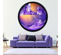 Peinture De Sable Qui Coule, Sablier Decoratif Cadre Sable Mouvant,3D Art Du Sable En Mouvement Peinture D'Art De Sable Dynamique,Image De Sable Verre Rond Pour Décoration De Bureau À Domicile ( Color