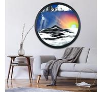 Peinture De Sable Qui Coule, Sablier Decoratif Cadre Sable Mouvant,3D Art Du Sable En Mouvement Peinture D'Art De Sable Dynamique,Image De Sable Verre Rond Pour Décoration De Bureau À Domicile ( Color