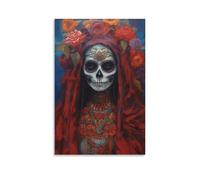 Peinture de Sainte Mort, art mural occulte du Père Noël Muerte, art populaire mexicain, art mural imprimable, affiche sur toile, décoration murale, peinture pour salon, chambre à coucher, 30,5 x 45,7