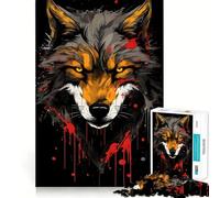 Peinture de tête de Loup Sauvage Puzzle de 1000 pièces pour Adolescents Stimulation Cognitive Amusant Emboîtement sûr Pas de pièces Qui se détachent Une façon captivante de Passer Le Temps Libre