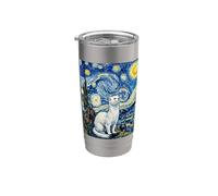 Peinture de Van Gogh Nuit étoilée Hermine Stoat Gobelet isotherme en acier inoxydable double paroi