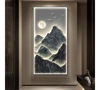 Peinture Décorative 3D, Sculptures Murales Créatives De Paysage Avec Lumière LED, Tentures Murales Modernes, Décoration Murale Pour L'entrée Du Salon(Gray 1,50 * 100cm/19.7 * 39.4in)