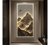 Peinture Décorative 3D, Sculptures Murales Créatives De Paysage Avec Lumière LED, Tentures Murales Modernes, Décoration Murale Pour L'entrée Du Salon(Brown 1,70 * 140cm/27.5 * 55.1in)