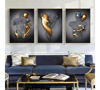 Peinture décorative moderne en métal 3D, art romantique, les affiches de décoration de sculptures étreintes, chambre à coucher, salon, poster mural imprimé du fond principal, sans cadre (D 4,60 x 90