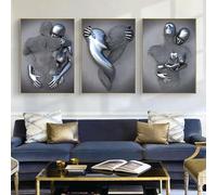 Peinture décorative moderne en métal 3D, art romantique, les affiches de décoration de sculptures étreintes, chambre à coucher, salon, poster mural imprimé du fond principal, sans cadre (D 1,40 x 60