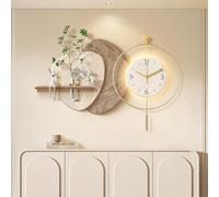 Peinture Décorative Murale En Grès, Sculpture Décoration 3D, LED Décoration Murale Suspendue Avec Horloge, Design Sans Cadre, Pour Couloir, Hôtel, Magasin(Brown,60 * 120cm/23.6 * 47.2in)