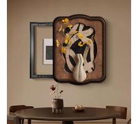 Peinture Décorative Rétro For Coffret De Compteur Électrique, Cache-boîte De Distribution Encastrée, Cadre En PS, Installation Facile(Brown D,45x55cm/17.7x21.7in)