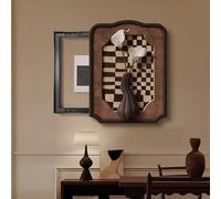 Peinture Décorative Rétro For Coffret De Compteur Électrique, Cache-boîte De Distribution Encastrée, Cadre En PS, Installation Facile(Brown B,45x55cm/17.7x21.7in)