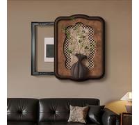 Peinture Décorative Rétro For Coffret De Compteur Électrique, Cache-boîte De Distribution Encastrée, Cadre En PS, Installation Facile(Brown C,70x100cm/27.6x39.4in)