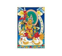 Peinture décorative Thangka Bafang Dieu de la richesse portrait Tancheng Bouddha Guanyin aux mille mains peinture suspendue salon porche nef murale encadrée(Blue,60 * 80cm)