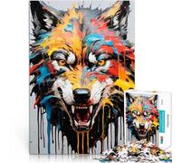 Peinture dégoulinante Art du Loup Puzzle pour Adultes 1000 pièces Analyse et logique Jouets de décoration pour la Maison 38x26cm