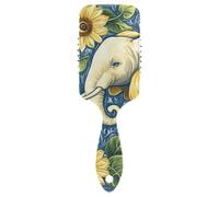 Peinture d'éléphant peinte à la main - Jolie brosse à cheveux saine - Masseur de tête pour cheveux raides - Poignée ergonomique anti-frisottis