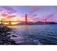 Peinture diamant 5D à faire soi-même, Golden Gate Bridge San Francisco États-Unis, beau coucher de soleil, vaste océan, bâtiments célèbres du monde, kits complets de strass en cristal 30 x 40 cm