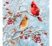 Peinture diamant 5D à faire soi-même, perceuse ronde complète, Cardinal sur la branche, Kit de décoration, 30x30cm