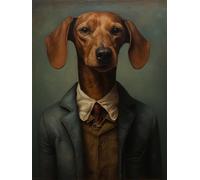 Peinture Diamant 5D Avec Portrait De Chien Rétro, À Faire Soi-Même, Perceuse Complète Ronde, Avec Diamants, Gemmes, Art Et Artisanat Pour Décoration Murale 50x70cm