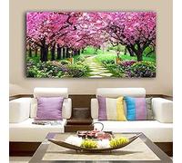 Peinture Diamant 5D Complet Grand Format,Fleur d'arbre rose DIY Diamond Painting Par Numéro Kits Grande Taille Strass Broderie Point de Croix Arts Craft Adulte Enfant Maison Salon Décor 40x120cm