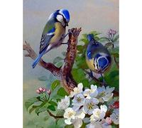 Peinture Diamant 5D Complet Mésange Bleue Broderie Diamant Kit Strass Point de Croix Art DIY Diamond Painting Arts Décoration Murale pour Maison 30 x 40 cm(Sans Cadre)