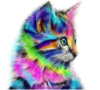 Peinture diamant 5D - DIY - Chat - Rose - 30cm - Animaux
