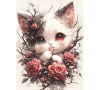 Peinture Diamant 5D DIY,Diamond Painting, Peinture par numéros,Kit Complet de Peinture Diamant, Entièrement Diamant Broderie Strass Arts Décoration Murale pour Maison, Mignon petit chaton, 30*40