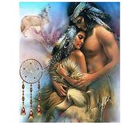 Peinture Diamant 5D par Numéro Kit Complet Indien couple,DIY Diamond Painting Grande Point de Croix Broderie Cristal Strass Diamant Artisanat Maison Décor Murale Cadeau Round drill 40x50cm/15.7x19.6in