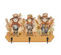 Peinture diamant à faire soi-même - Crochet de porte avec 3 crochets - Crochets en diamant sans perçage - Kit d'art en cristal pour débutants - Cadeau de décoration pour la famille - Épouvantail