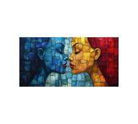 Peinture Diamant Adulte, 5D Diamond Painting Abstrait, DIY Broderie Diamant Painting Kit Complet Baiser Peinture Numero Artisanat Strass Point de Croix pour Adultes 80 x 40 cm, Cadeau Femme DZSH-5547