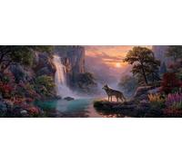 Peinture Diamant Adulte 5D Diamond Painting Cascade Rivière 200x100cm, DIY Diamond-Painting Loup Broderie Diamant Kit Complet, Point de Croix Cristal Painting pour Murale Maison Décoration -LR49