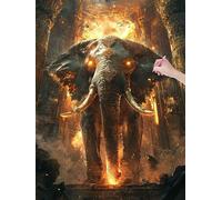 Peinture Diamant Adulte, 5D Diamond Painting Éléphant, 5D Diamond Painting Kit Complet pour Adulte Débutant, Peinture Diamant Artisanat Point de Croix Kit pour Décoration Maison, Cadeau, 30x40cm, F-83