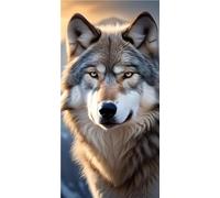 Peinture Diamant Adulte, 5D Diamond Painting Grand Format, Animal Loup Diamand Art Broderie Diamant Set, Puzzle Stitch Strass Point de Croix Cristal Painting pour Noël Murale Décoration 25x50cm Y522