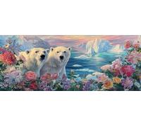 Peinture Diamant Adulte 5D Diamond Painting Ours Polaire 200x80cm, DIY Diamond-Painting Fleurs Broderie Diamant Kit Complet, Point de Croix Cristal Painting pour Murale Maison Décoration -LR753