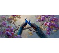 Peinture Diamant Adulte 5D Diamond Painting Paon 180x70cm, DIY Diamond-Painting Fleurs Broderie Diamant Kit Complet Grand Format, Point de Croix Cristal Painting pour Murale Maison Décoration -LR739