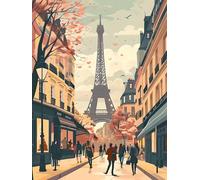 Peinture Diamant Adulte, 5D Diamond Painting Paris, DIY Broderie Paysage Diamant Painting Kit Complet, Diamant Artisanat Strass Point de Croix Painting pour Adultes, Décoration Maison (30x40cm) X-0