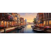 Peinture Diamant Adulte 5D Diamond Painting Paysage 120x50cm, DIY Diamond-Painting Venise Broderie Diamant Kit Complet Grand Format, Point de Croix Cristal pour Murale Maison Décoration -LR107
