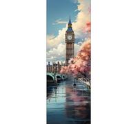 Peinture Diamant Adulte 5D Diamond Painting Paysage De Londres Kits Diamant Strass Cristal Painting, DIY Broderie Grand Diamant Painting Point de Croix Kit pour Murale Décor 35x100 cm/14x40 Inch M-213