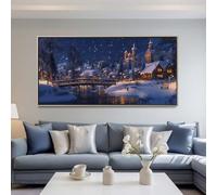 Peinture Diamant Adulte 5D Diamond Painting Village en Hiver 200x100cm, DIY Diamond-Painting Paysage Broderie Diamant Kit Complet, Point de Croix Cristal pour Murale Maison Décoration -LR413