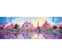 Peinture Diamant Adulte, 5D Diamond Painting Ville Du Château Kits Diamant Strass Cristal Painting, DIY Broderie Grand Diamant Painting Point de Croix Kit pour Murale Décor 85x250 cm/34x99 Inch M-590