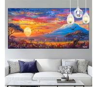 Peinture Diamant Adulte Afrique Diamond Painting Enfant Coucher de soleil Broderie Diamant kit Complet Diamond Painting 60x120cm DIY Cristal Point de Croix Artisanat Mosaique Peinture,Cadeaux YC-84