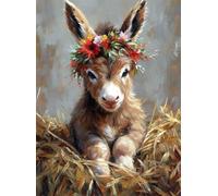 Peinture Diamant Adulte Animal Diamond Painting Enfant 5D Kit Broderie Diamant Painting Âne, Loisirs Créatifs Adultes Débutant Strass Point de Croix Cristal Art, pour Décoration Murale 35x50 cm Q4-930