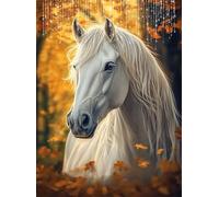 Peinture Diamant Adulte Animal Diamond Painting Enfant 5D Kit Broderie Diamant Painting Cheval, Loisirs Créatifs Adultes Point de Croix Cristal Art, pour Chambre Décoration Murale 40x50 cm Q4-518