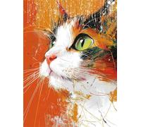 Peinture Diamant Adulte Aquarelle Diamond Painting Enfant 5D Kit Broderie Diamant Painting Chat, Loisirs Créatifs Adultes Point de Croix Cristal Art, pour Chambre Décoration Murale 60x80 cm Q4-414