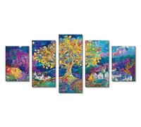 Peinture Diamant Adulte Arbre 5 Pièces Diamond Painting Grand 200x120cm, Diamant Painting Artisanat Strass Point de Croix Loisirs Créatifs Adultes, pour Décoration Murale Maison Paysage, Cadeau C-7666