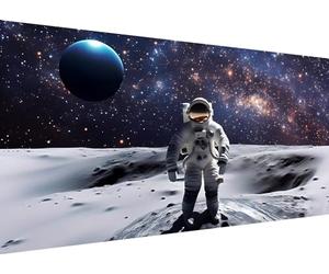 Peinture Diamant Adulte, Astronaute Nuit étoilée Diamond Painting Broderie Diamant Kit Complet, 5D DIY Diamant Strass Point de Croix Cristal Painting pour Décor Maison Chambre Murale 80x45cm J-426