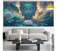 Peinture Diamant Adulte Bouddha Diamond Painting Enfant Lotus Broderie Diamant Kit Complet,Loisirs Créatifs Adultes Artisanat Strass Point de Croix Diamond Art Painting Décor Cadeaux 70x180cm YM-660